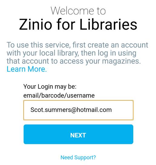 used for your Zinio Account Click Next Select Hutt City Libraries Click
