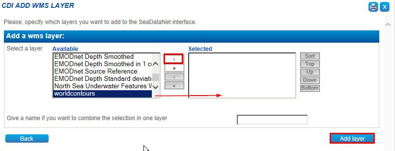 . Press submit to select the WMS layer After having selected a WMS server you must select the layers you want to add
