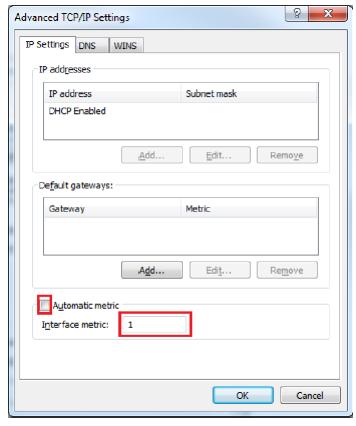 Figure 1: Advanced TCP/IP Settings tab 12. To save the changes, click OK. 13.