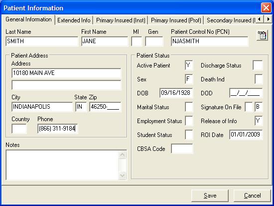 General Information tab: Right click or use the F2 key for lists of options in many of these fields. Make sure the patient s name is entered exactly as it appears on the patient s Medicare ID card.