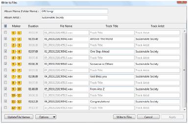 Exporting the Temporary File Containing Recorded Audio Tracks Export the temporary file you have edited on the Edit Mode window and save the recorded audio tracks as the recorded files.