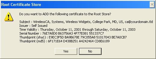Figure 67: Root Certificate Screen 9. Certificate setup is now complete. 802.1x Authentication Setup 1.