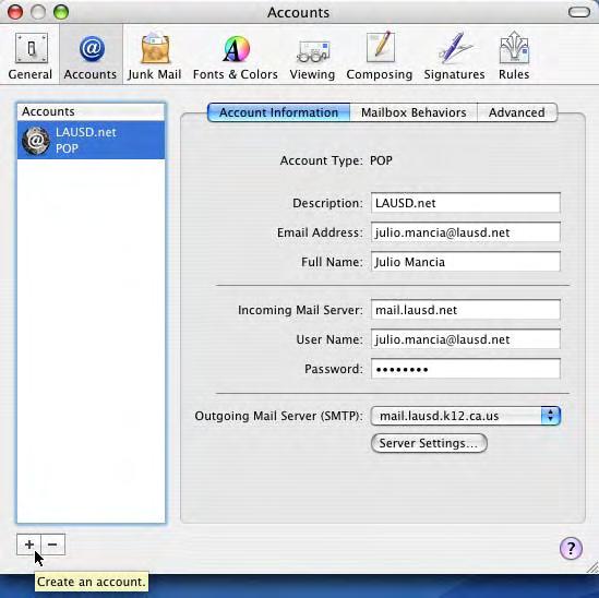 How to create account if Mail client is already configured If you are already using your OS X Mail client with lauds.net or any other E-mail service please do the following. 1.