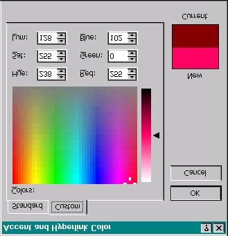 If we want to adjust the color then we can use the Custom tab, Figure 99. When we have completed our color changes, we left-click the Ok box.