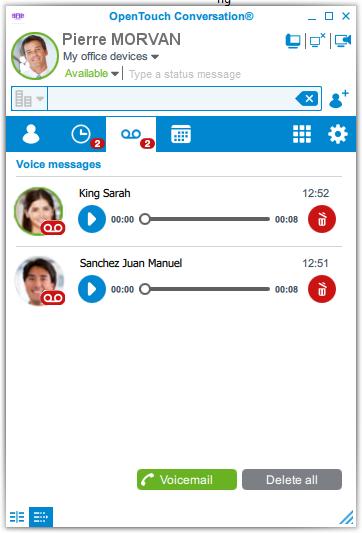 You can take calls from all your compatible devices (mobile, deskphone or personal computer if available). You can activate or deactivate this feature from the OpenTouch Conversation for PC.
