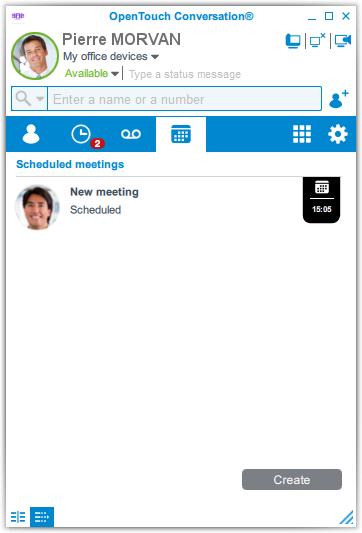 Via the corresponding icon in the conversation window (this will automatically add the participants of the conversation to the meeting).
