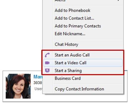 From the contextual menu by right-clicking on a contact. From contextual menu by right-clicking on the Sametime contact card.