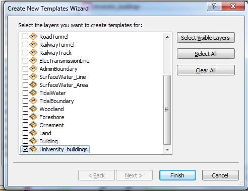 5) On the Create Features panel (on the right of ArcMap), select University_buildings, then go to step 6.