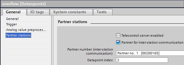 stattriggeroverflow"). 12. Configure the partner stations.