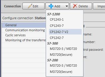 4 Configuration and Project Engineering 7. Create a new connection for Station 1: In the navigation pane, select a project for which you want to create a new connection.