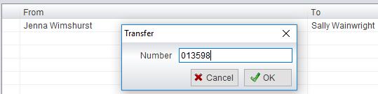 5.5.2.2 Using Transfer Button Once on a call click the Transfer call control button destination and click OK.. In the Transfer window enter the 5.5.2.3 Using Right Click While on an active call right click the recipient icon or number in the Contacts panel or Search.