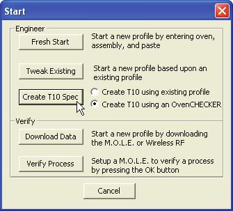 3) On the File menu, click New. The Start dialog box appears with the five workflow wizard options.