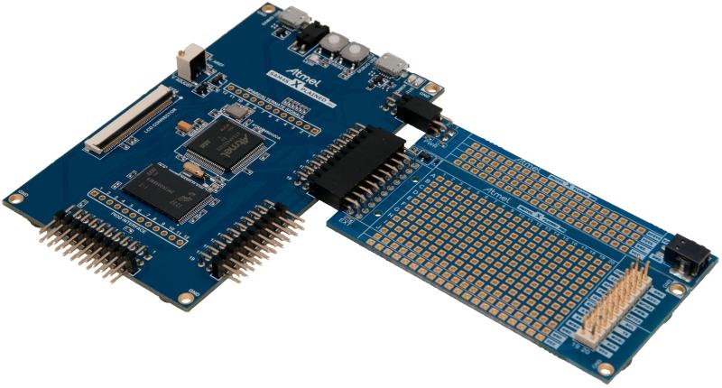 Now any connected Xplained Pro extension modules that are plugged into the vertical extension header on the right side of the board will be detected by Atmel Studio, the PROTO1 Xplained Pro extension