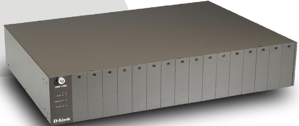 a chassis capable of housing up to 16 media converters. You can start with single media converters, each equipped with its own housing and AC power adapter.