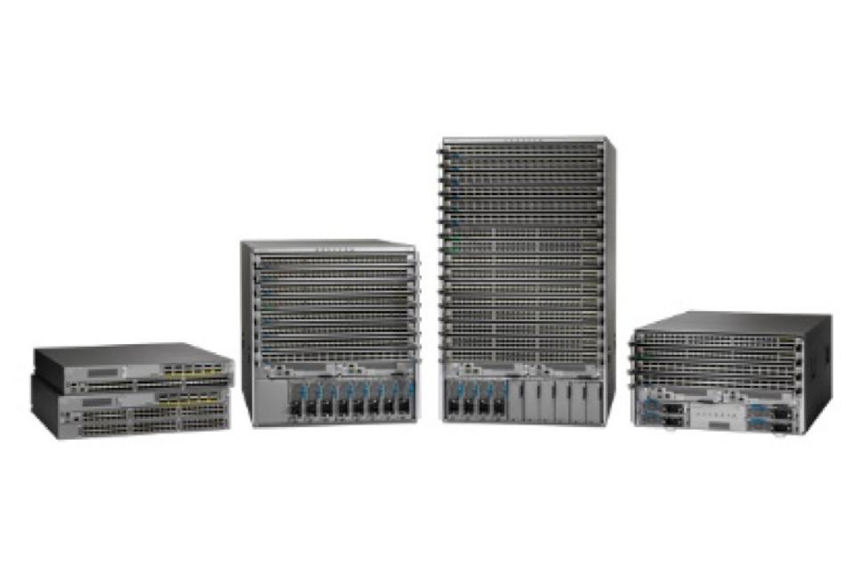 Data center switching (cont d) Cisco Nexus 9000 Series Data Center Switches The Cisco Nexus 9000 Series delivers proven high performance and density, low latency, and exceptional power efficiency in