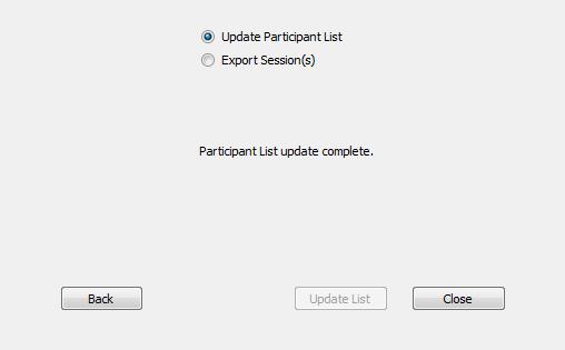 Exporting a Session to Canvas The participant list is updated. Update with Integration 8 Click Close.