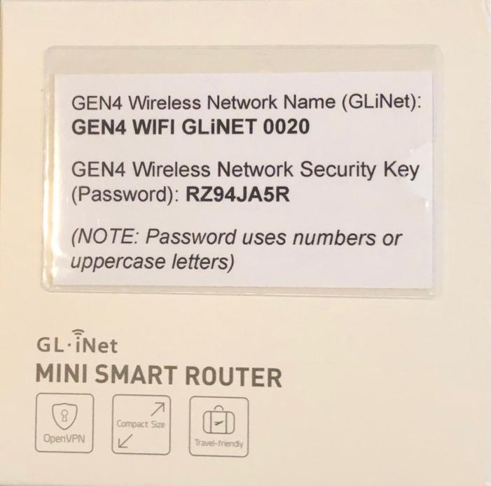 The following steps detail how to establish a Wireless Ethernet Connection between a PC with the BigComm Pro GEN4 software installed and GEN4 Wireless Network using the yellow GLiNet Wireless Router