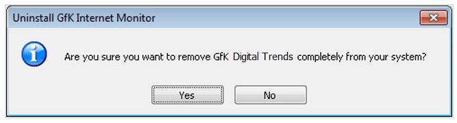 Please choose from the Windows Start menu, either All Programs, GfK Digital Trends, Remove GfK Digital Trends or Control Panel and then with Windows XP Software or