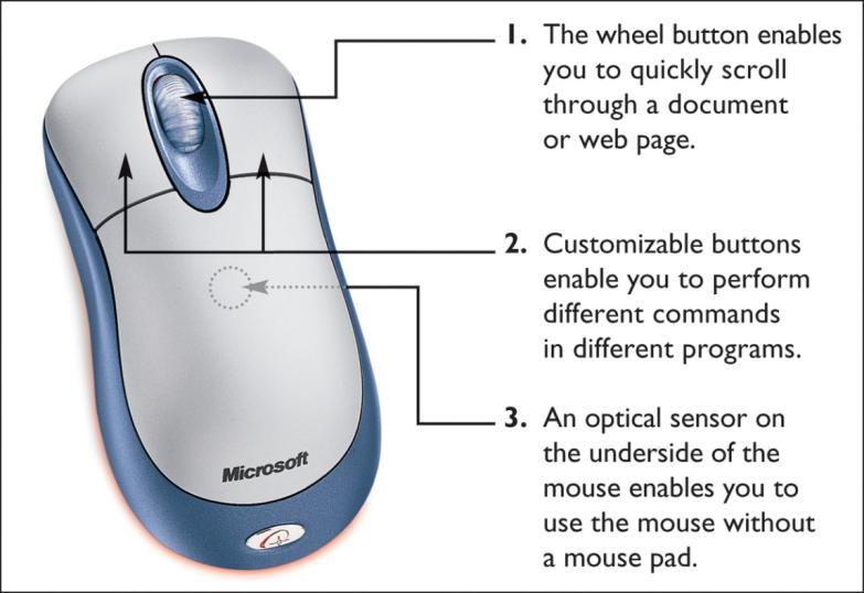 Input Devices: Giving Commands The mouse is the most popular pointing device.