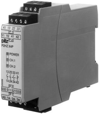 Gertebild ][Bildunterschrift_Zweihand Two-hand control unit for press controllers and safety circuits Approvals Unit features Gertemerkmale Positive-guided relay outputs: 3 safety contacts (N/O),