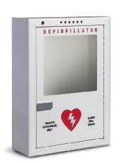 5 (11cm) h AED Wall Sign Item # 989803170921 (Red) Item # 989803170931 (Green) An AED Wall Sign hanging above a Wall Mount Bracket or