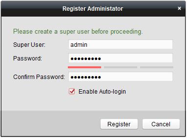 1.1 Setting Up ivms 4200 When you open ivms 4200 for the first time it will ask you to enter a super user and password.