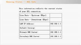 3) The DSL information covers: a. Upstream link rate b. Downstream link rate c. LAN IP address d.
