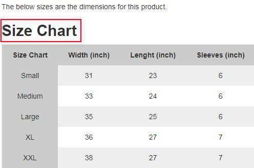 chart. Any size chart available in size chart list can be previewed by store admin.