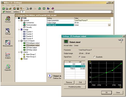ye 1 MiQen software is intended for: Setting all of the instruments parameters (online and offline) Viewing current measured readings Setting and resetting energy counters Complete I/O modules