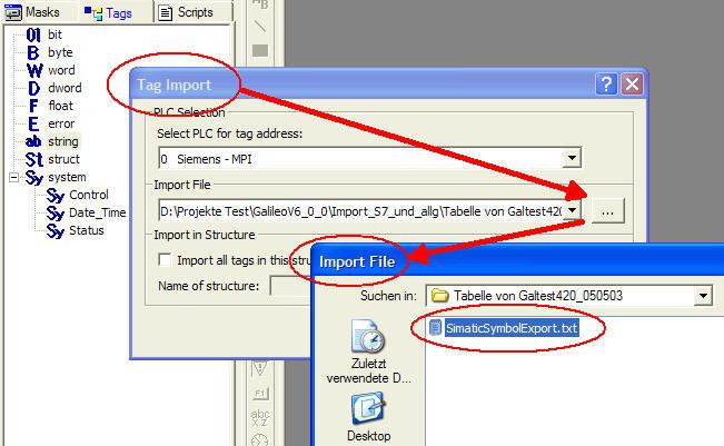 2 Procedure 2.3 IMPORT IN GALILEO The tab-delimited text file can then be imported directly.