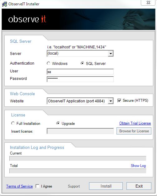 OBSERVEIT ONE-CLICK UPGRADE If the Application Server and Web Console reside on the same system and you are using ObserveIT version 5.8.3 or higher, you can perform the ObserveIT "One-Click" upgrade.