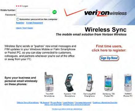 Wireless Sync Quick Start Guide for Kyocera 7135 Welcome to the Wireless Sync service from Verizon Wireless. This guide will walk you through the steps necessary to set up your Kyocera 7135.