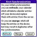 On the first sync event you will be prompted to Refresh or Merge the data in Wireless Sync with the data on the device.