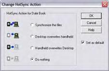 Setting up HotSync for Use with Wireless Sync Wireless Sync can be configured as a replacement for the PIM and email components of HotSync, which is included with your Kyocera 7135.