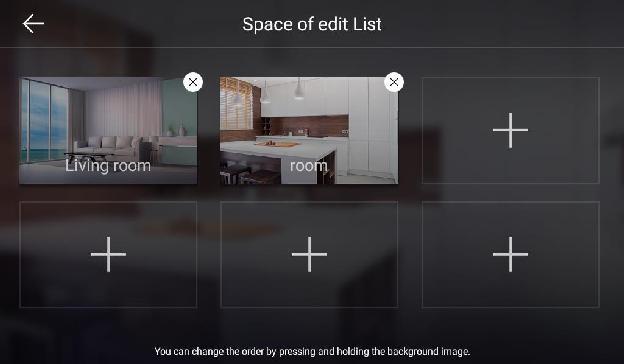 2.1. Editing a space list 1) Press an empty space on background screen for one second.