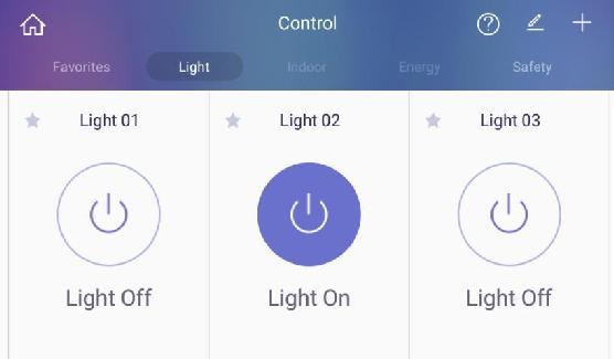 4.1. Control lighting 4 Control 1) Go to the Lighting tab. 2) When you press power button of whole lightings, all lightings are turned on.