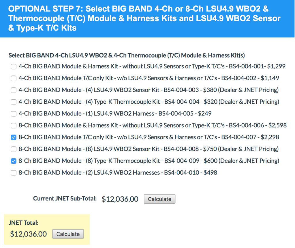 For this example, the 8-Ch BIG BAND Module T/C only Kit without LSU4.