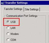 (4) Make sure that the [Device] in the Transfer Settings Information is set to [USB].