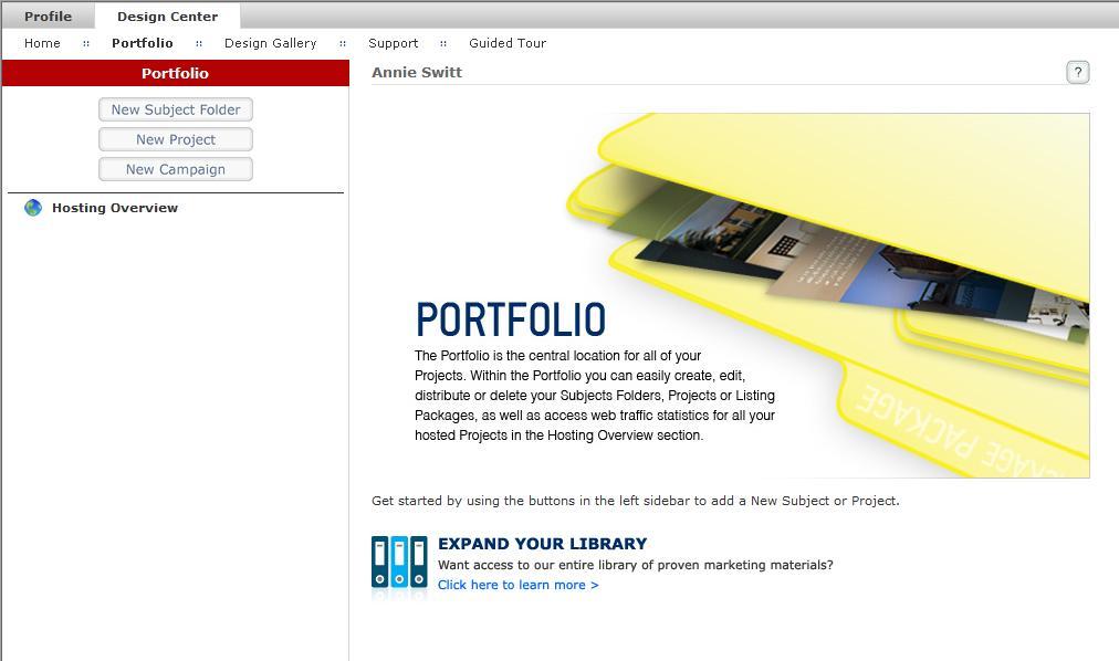 Lesson 7: mymarketing 3. You will be brought to the home page of the Design Center. Choose Design Gallery. Warning!