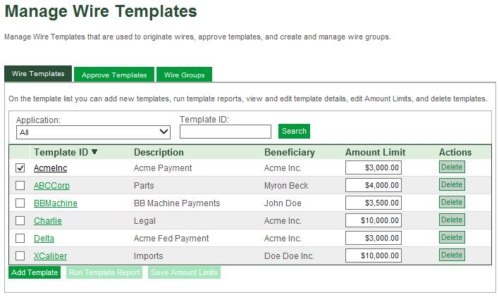 Page 27 of 31 View Wire Template Report The Wire Template Detail Report provides detailed information for the information entered in each field of a template. 1.