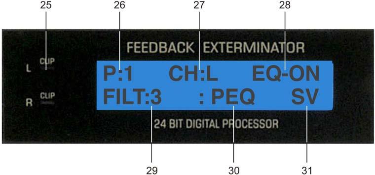 3 25) Clip LED: for Left / Right Input / Output indication 26) P: indicates the Program. You can select between P1 - P10.