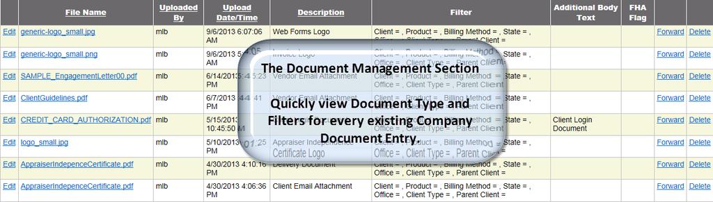 Navigating Company Documents The Company Documents page consists of the Document Management section and the Configuration section.