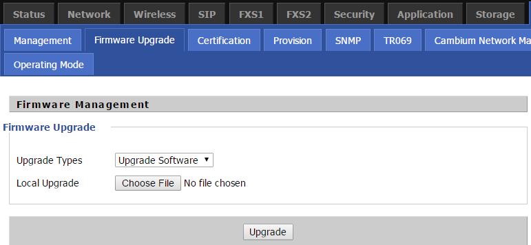 Administration Firmware Upgrade Table 73 Firmware upgrade Description 1. Choose upgrade file type from Image File and Dial Rule 2. Press Browse button to browse the file 3.