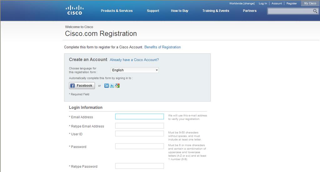 2. Fill out the information on the Cisco.
