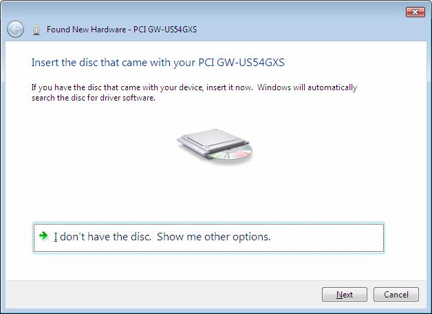(5) Select Continue. (6) Select I don t have the disc. Show me other options.