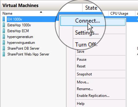 12. Right-click the virtual machine again and select Connect. 13.