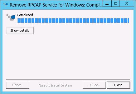Select Uninstall a program. 3. Select RPCAP Service for Windows. 4.