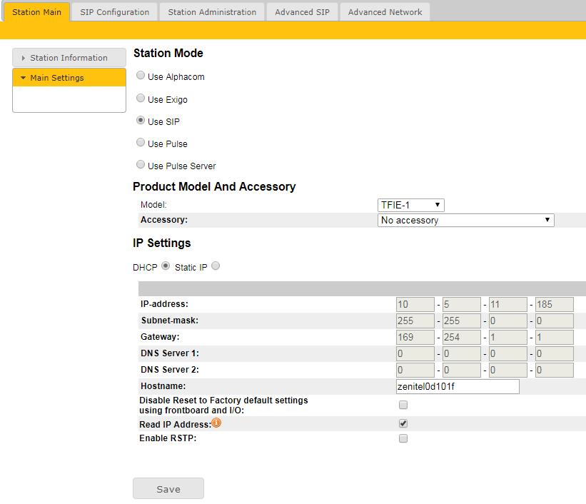 6.3. Administer SIP Settings Select Main Settings from the left menu and select Use SIP.