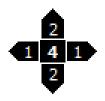 Adobe Encore CS4 Project 8 guide Button-routing icons appear on the menu buttons (Figure 18). The center number is the button number.