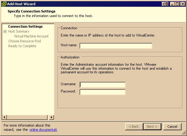 4 Enter the managed host connection settings. a b Type the name of the managed host in the Host name field.